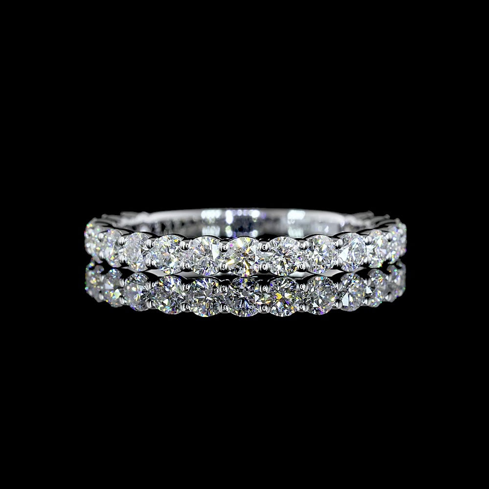 14K White Gold 3/4 Eternity Band with Prong Set Round Lab-Grown Diamonds - 1.04 Carat Total Weight (E-F Color, VS Clarity) - Covaloro Fine Jewelry