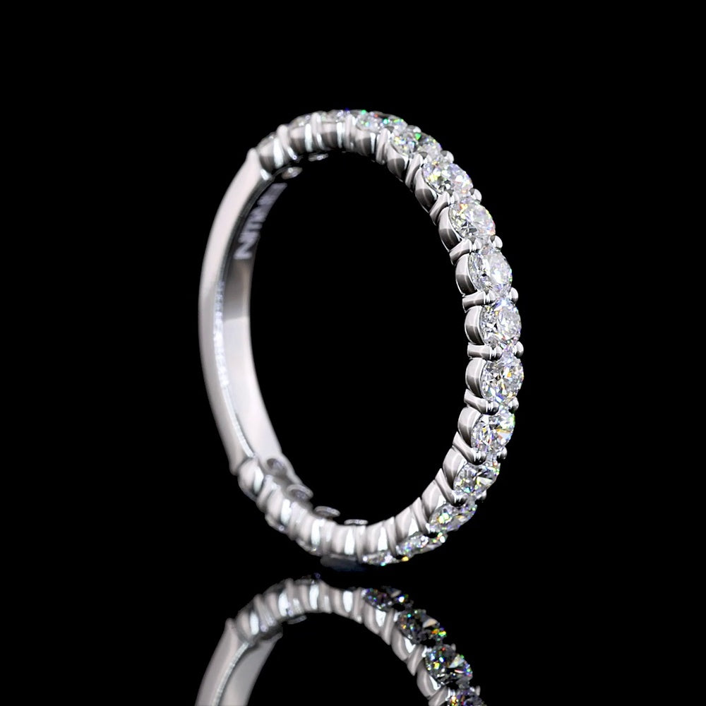 14K White Gold 3/4 Eternity Band with Prong Set Round Lab-Grown Diamonds - 1.04 Carat Total Weight (E-F Color, VS Clarity) - Covaloro Fine Jewelry