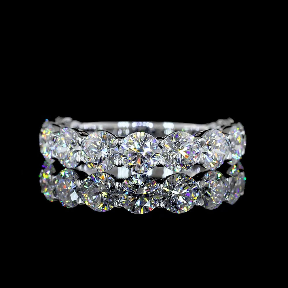 14K White Gold 3/4 Eternity Band with Round Brilliant Cut Lab Diamonds - 3.26 Carat Total Diamond Weight - Covaloro Fine Jewelry