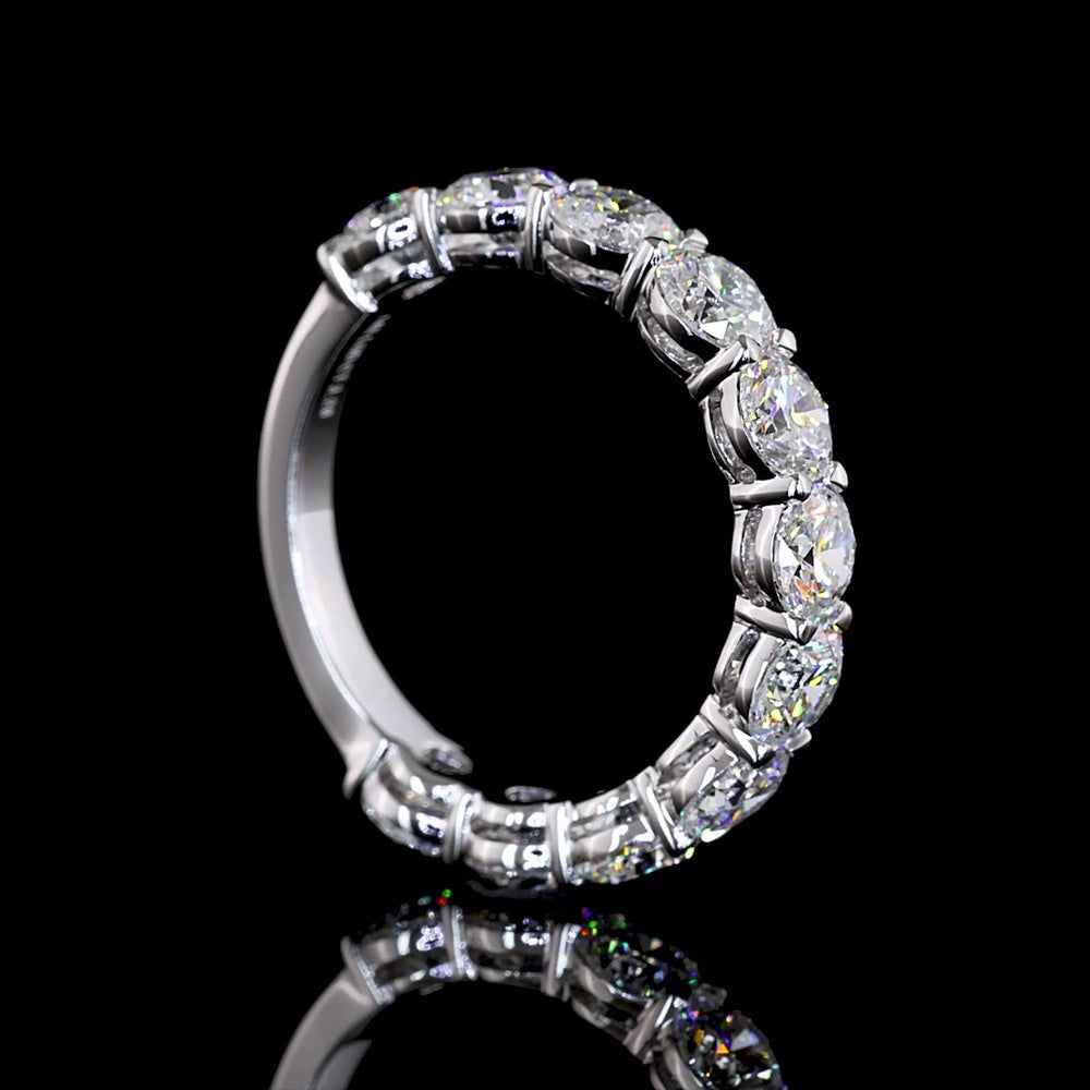 14K White Gold 3/4 Eternity Band with Round Brilliant Cut Lab Diamonds - 3.26 Carat Total Diamond Weight - Covaloro Fine Jewelry