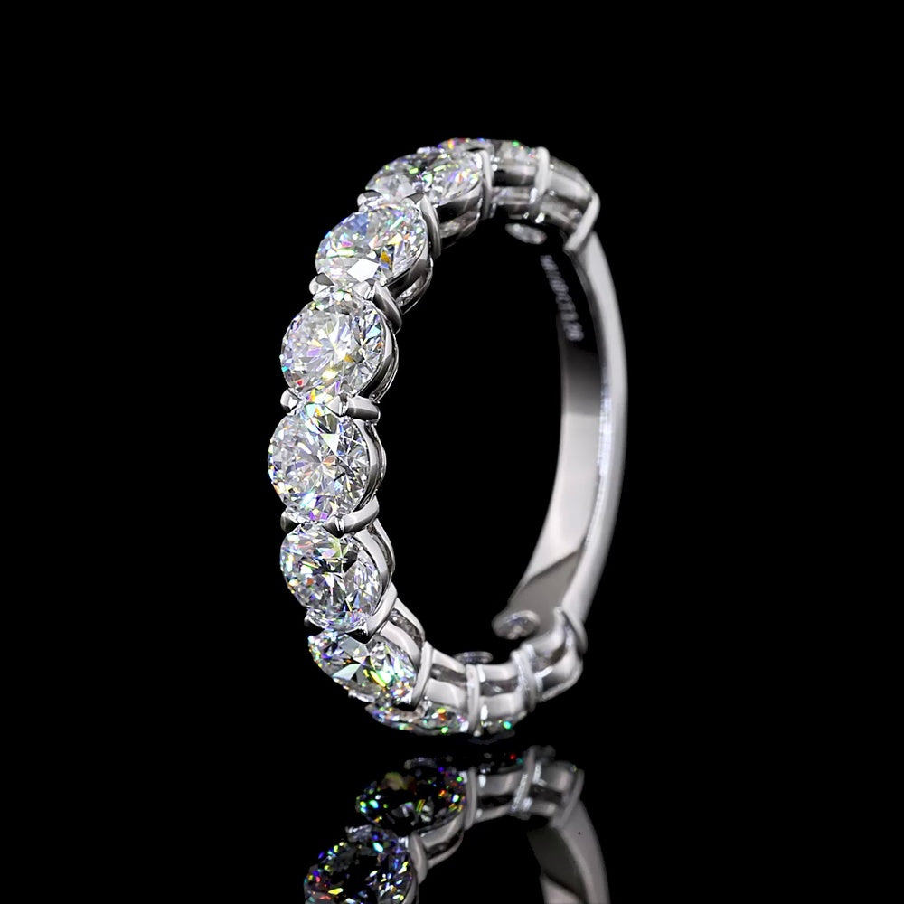 14K White Gold 3/4 Eternity Band with Round Brilliant Cut Lab Diamonds - 3.26 Carat Total Diamond Weight - Covaloro Fine Jewelry