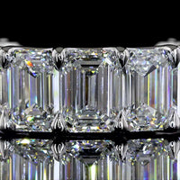 14K White Gold 3/4 Eternity Band with U-Prong Set Emerald Cut Lab Diamonds - 9.41 Total Carat Weight, E-F Color VS1 Clarity - Covaloro Fine Jewelry