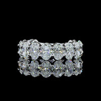 14K White Gold 3/4 Eternity Band with U-Prong Set North-South Oval Lab Diamonds - 4.66 Carat Total Weight - Covaloro Fine Jewelry