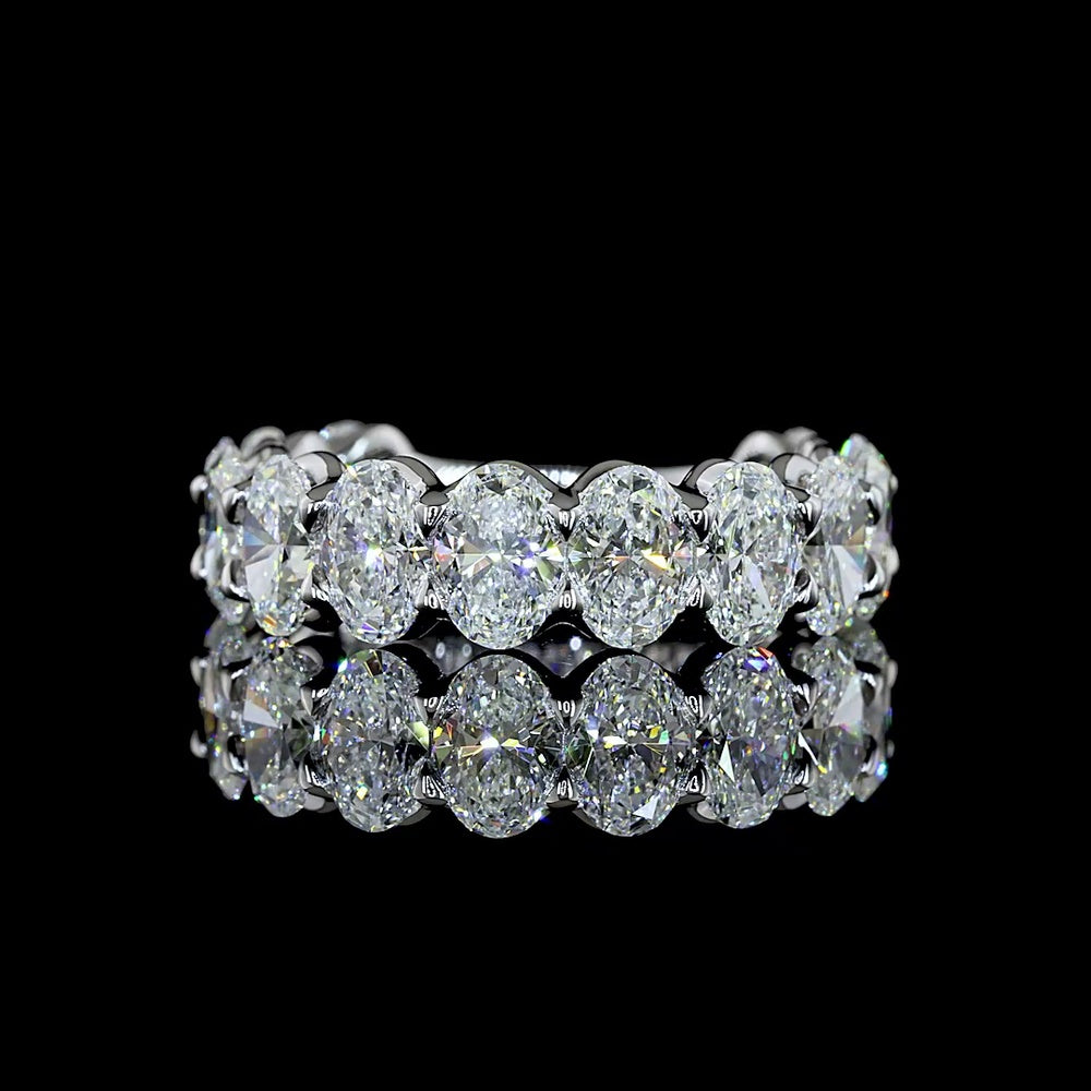 14K White Gold 3/4 Eternity Band with U-Prong Set North-South Oval Lab Diamonds - 4.66 Carat Total Weight - Covaloro Fine Jewelry
