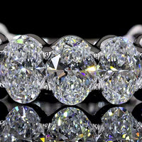 14K White Gold 3/4 Eternity Band with U-Prong Set North-South Oval Lab Diamonds - 4.66 Carat Total Weight - Covaloro Fine Jewelry