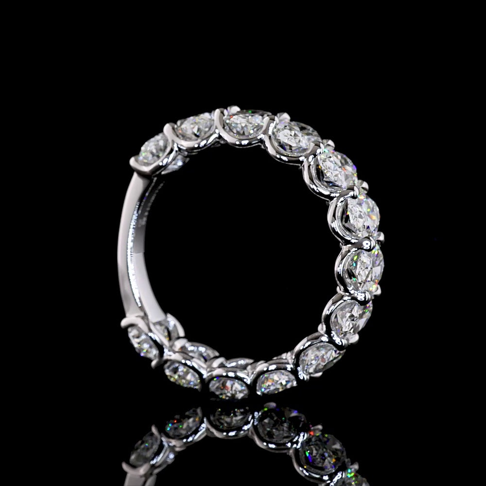 14K White Gold 3/4 Eternity Band with U-Prong Set North-South Oval Lab Diamonds - 4.66 Carat Total Weight - Covaloro Fine Jewelry