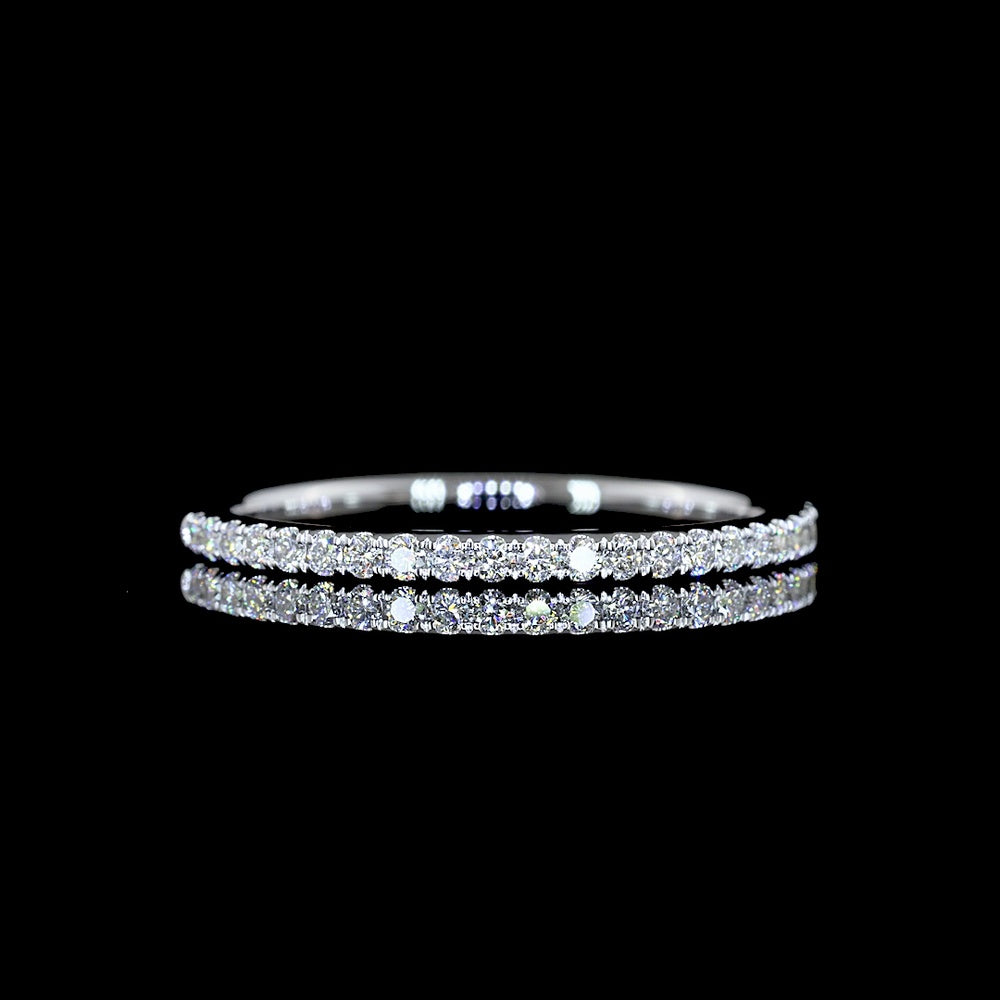 14K White Gold 3/4 Eternity Band with U-Prong Set Round Lab Diamonds - 0.25 Carats Total Carat Weight - Covaloro Fine Jewelry