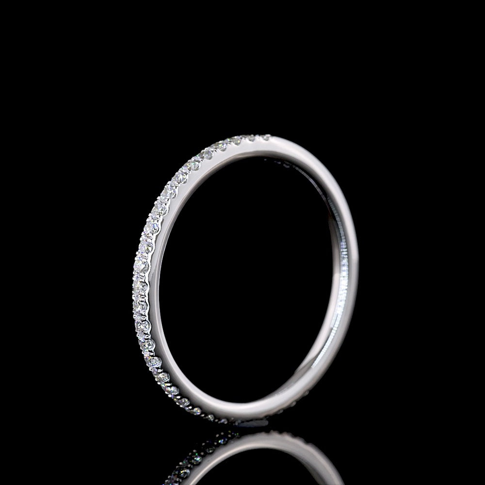 14K White Gold 3/4 Eternity Band with U-Prong Set Round Lab Diamonds - 0.25 Carats Total Carat Weight - Covaloro Fine Jewelry