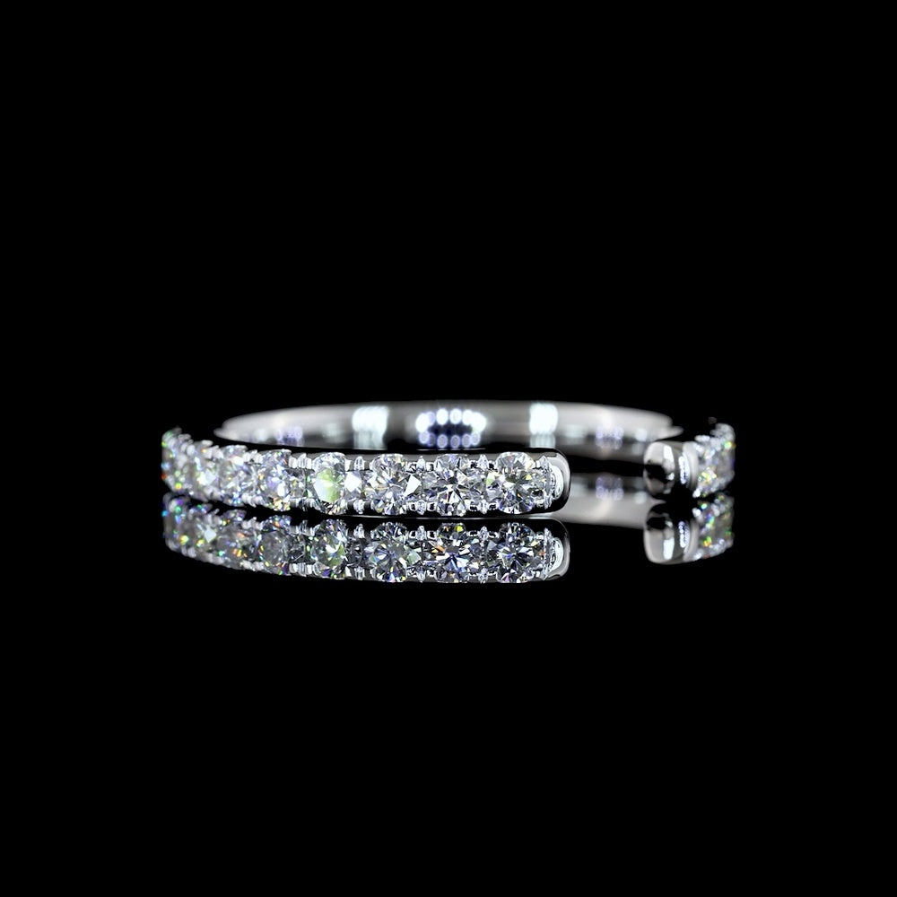 14K White Gold 3/4 Eternity Band with U-Prong Set Round Lab Diamonds - 0.51 Carats Total Diamond Weight - Covaloro Fine Jewelry