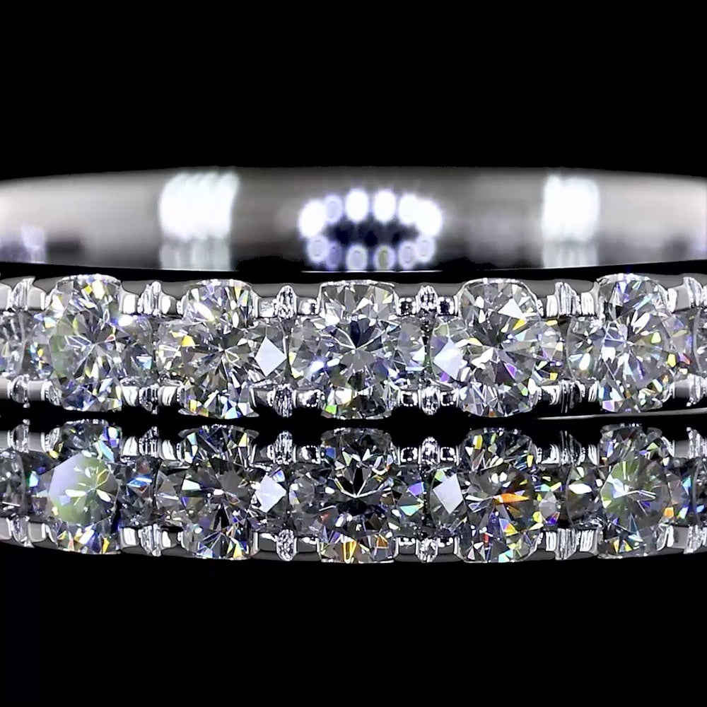 14K White Gold 3/4 Eternity Band with U-Prong Set Round Lab Diamonds - 0.51 Carats Total Diamond Weight - Covaloro Fine Jewelry