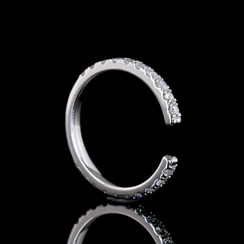 14K White Gold 3/4 Eternity Band with U-Prong Set Round Lab Diamonds - 0.51 Carats Total Diamond Weight - Covaloro Fine Jewelry