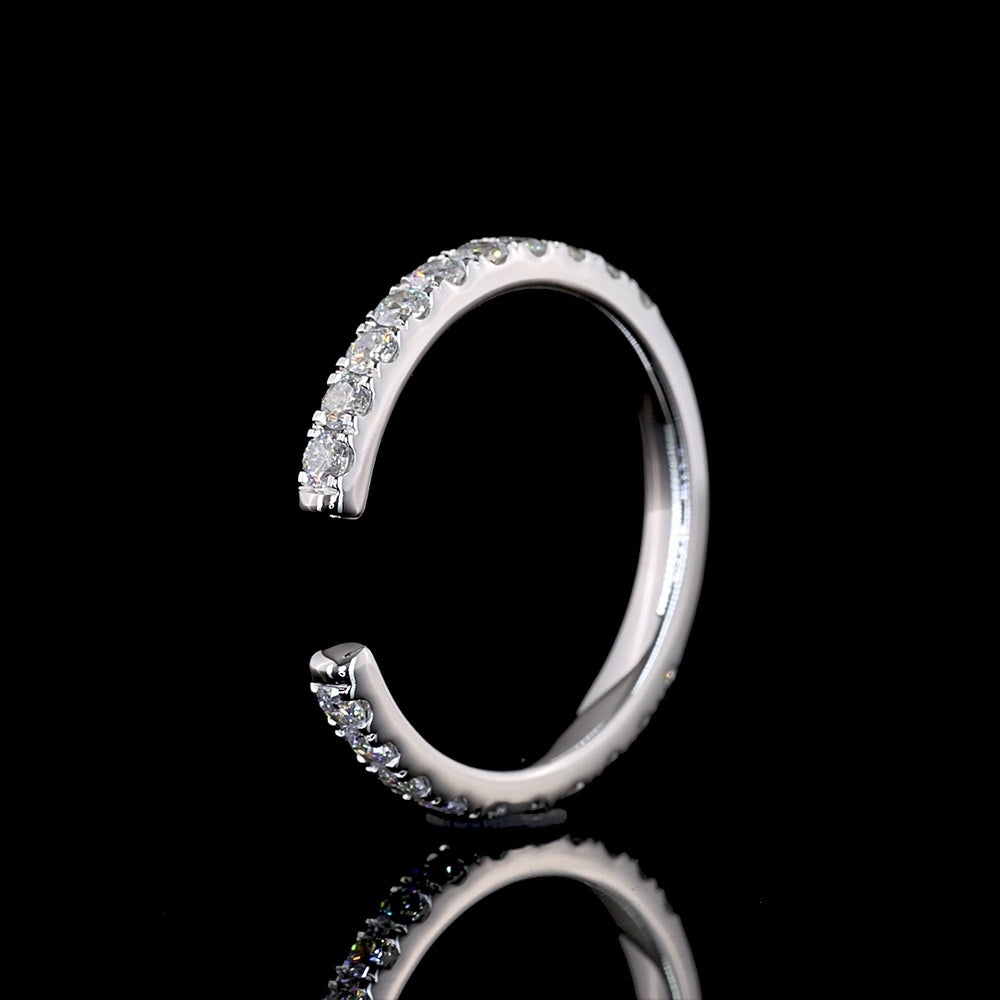 14K White Gold 3/4 Eternity Band with U-Prong Set Round Lab Diamonds - 0.51 Carats Total Diamond Weight - Covaloro Fine Jewelry
