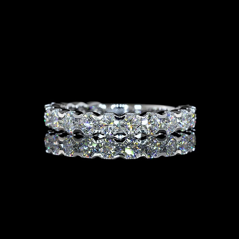 14K White Gold 3/4 Eternity Band with U-Prong Set Round Lab Diamonds - 1.36 Carats Total Diamond Weight - Covaloro Fine Jewelry