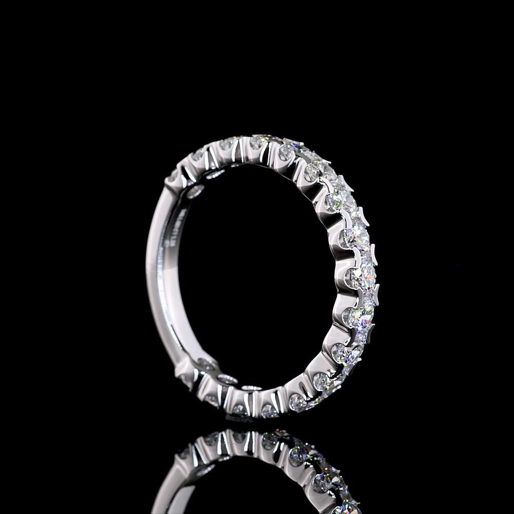 14K White Gold 3/4 Eternity Band with U-Prong Set Round Lab Diamonds - 1.36 Carats Total Diamond Weight - Covaloro Fine Jewelry