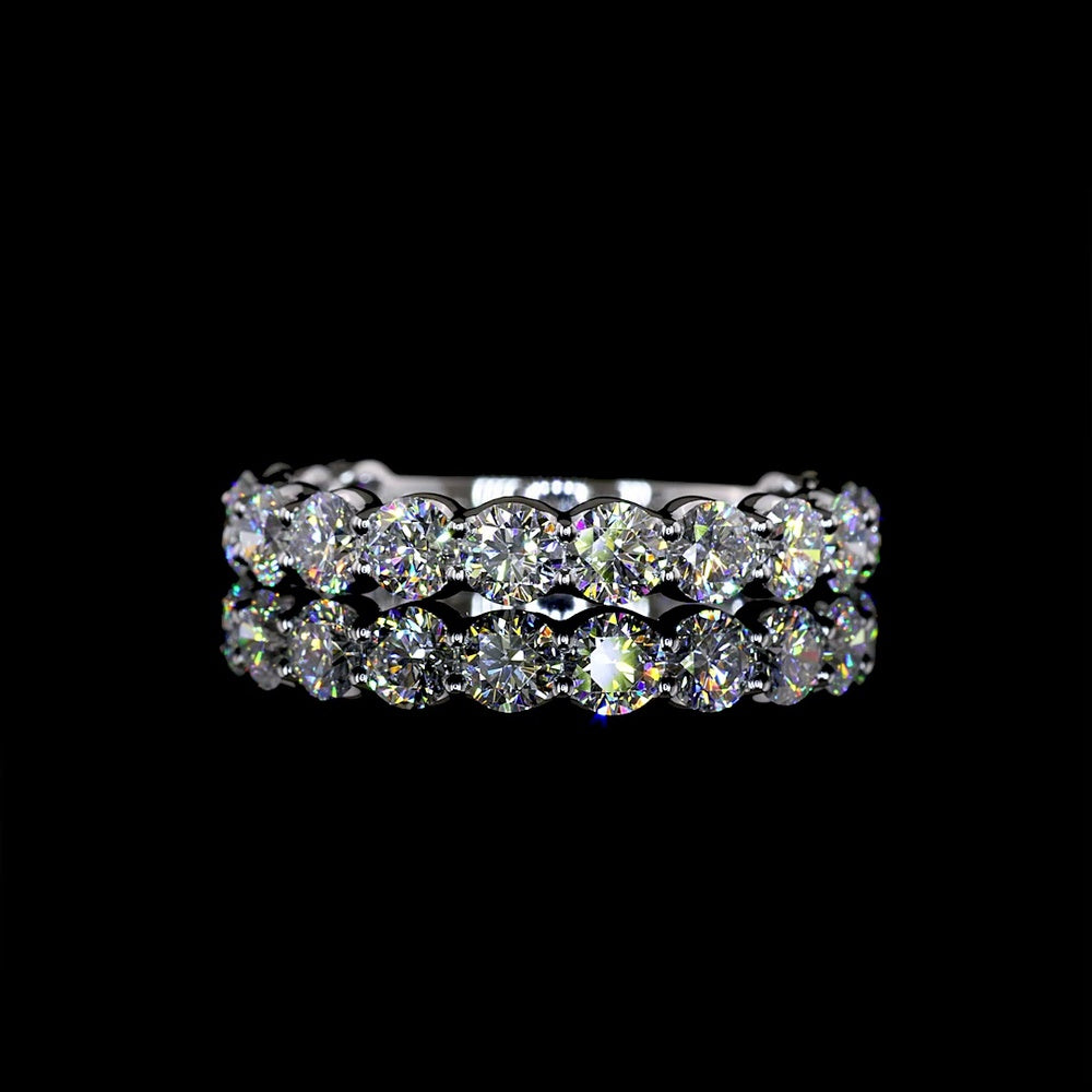 14K White Gold 3/4 Eternity Band with U-Prong Set Round Lab Diamonds - 2.17 Carats Total Diamond Weight - Covaloro Fine Jewelry