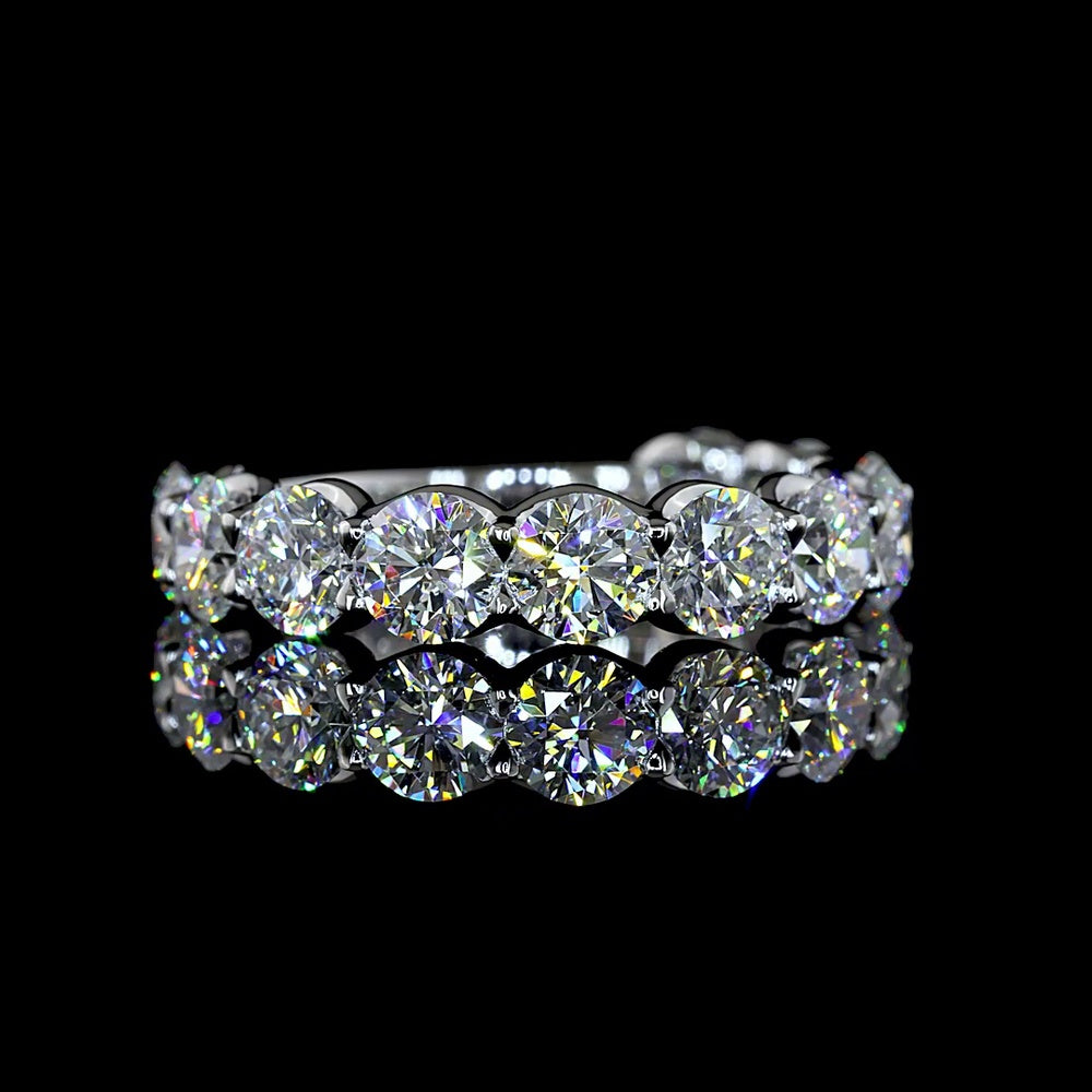 14K White Gold 3/4 Eternity Band with U-Prong Set Round Lab Diamonds - 3.32 Carat Total Weight, E-F Color, VS1 Clarity - Covaloro Fine Jewelry