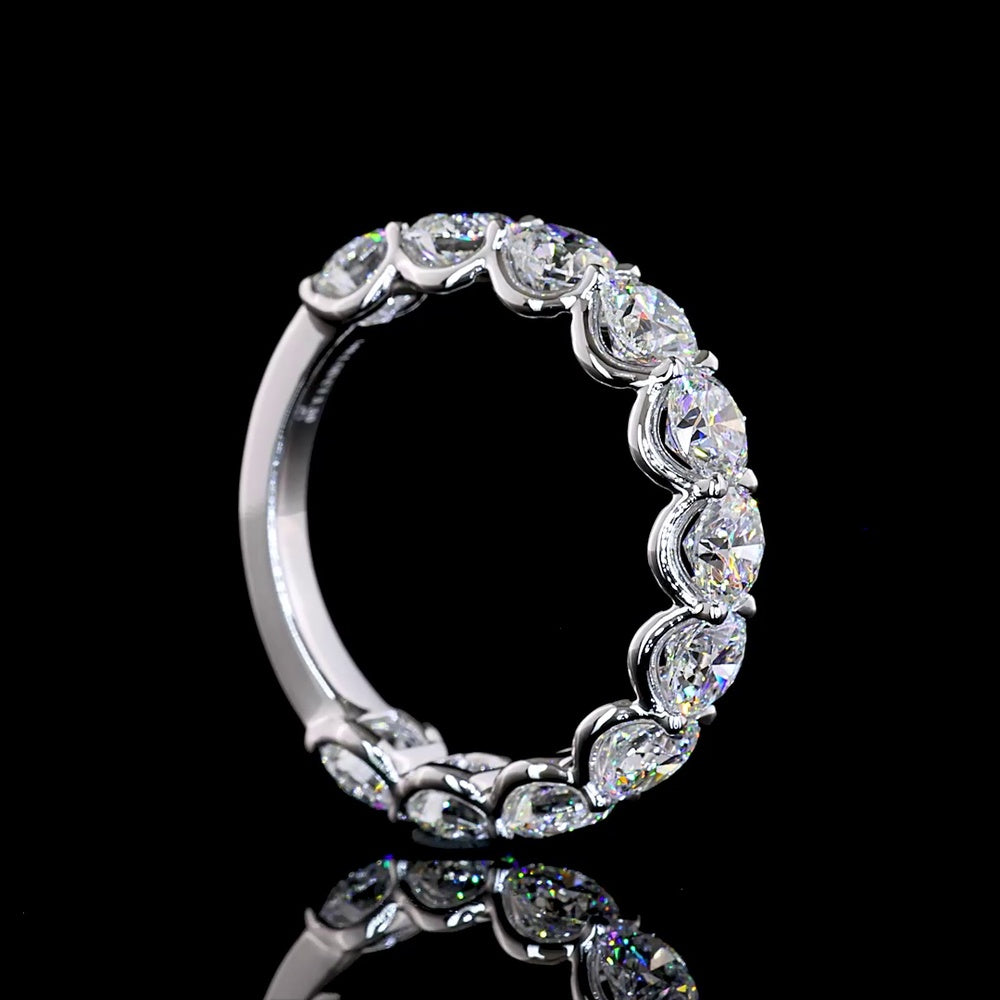 14K White Gold 3/4 Eternity Band with U-Prong Set Round Lab Diamonds - 3.32 Carat Total Weight, E-F Color, VS1 Clarity - Covaloro Fine Jewelry