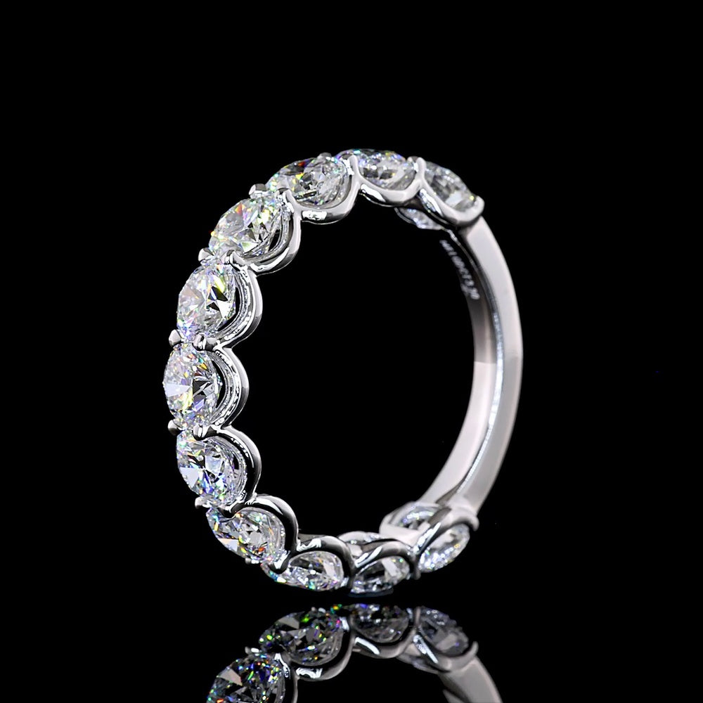 14K White Gold 3/4 Eternity Band with U-Prong Set Round Lab Diamonds - 3.32 Carat Total Weight, E-F Color, VS1 Clarity - Covaloro Fine Jewelry