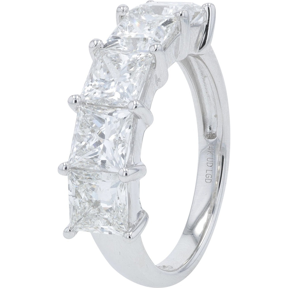 14K White Gold 3.50 Carat Lab Grown Diamond Band with Four-Prong Set Square-Cut Diamonds - Total Diamond Weight 3.50 Carats