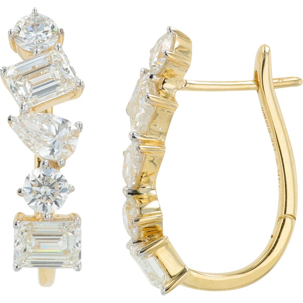 14K White Gold 3.50 Carat Lab Grown Diamond Oval Hoop Earrings