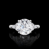 14K White Gold 3.50 Carat Special Ring with 3.25 Carat Round Brilliant Cut Lab Diamond Center and Marquise & Round Diamond Accents - IGI Certified E-F VVS2 - Covaloro Fine Jewelry