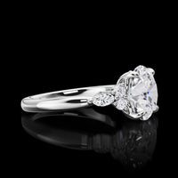 14K White Gold 3.50 Carat Special Ring with 3.25 Carat Round Brilliant Cut Lab Diamond Center and Marquise & Round Diamond Accents - IGI Certified E-F VVS2 - Covaloro Fine Jewelry