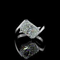 14K White Gold 3.57 Carat Radiant Cut Lab Diamond Solitaire Ring with Inclined Half-Bezel Setting - E-F Color VS1 Clarity - Covaloro Fine Jewelry