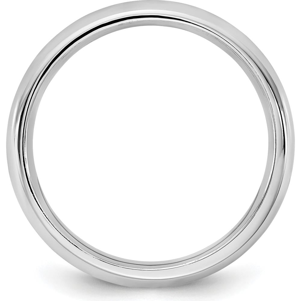 14K White Gold 3.5mm Comfort Fit Domed Wedding Band with Polished Finish and Rhodium Plating by 0