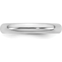 14K White Gold 3.5mm Comfort Fit Domed Wedding Band with Polished Finish and Rhodium Plating by 0