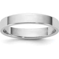 14K White Gold 3.5mm Flat Wedding Band - Polished Finish with Rhodium Plating by Luciano & Cie
