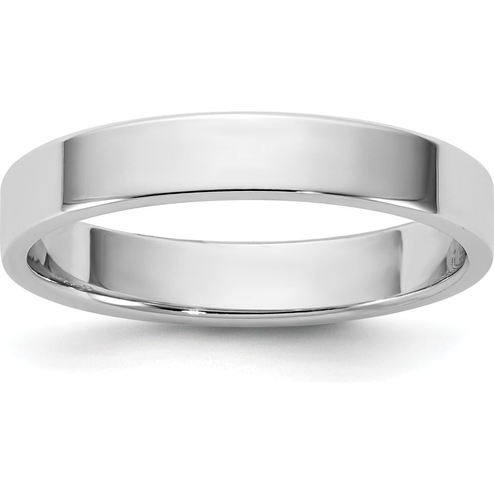 14K White Gold 3.5mm Flat Wedding Band - Polished Finish with Rhodium Plating by Luciano & Cie