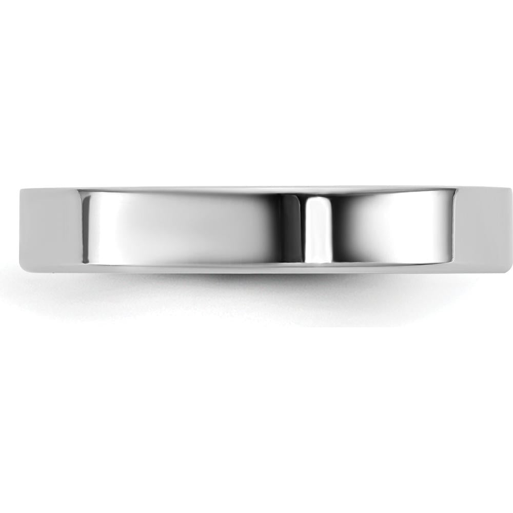 14K White Gold 3.5mm Flat Wedding Band - Polished Finish with Rhodium Plating by Luciano & Cie