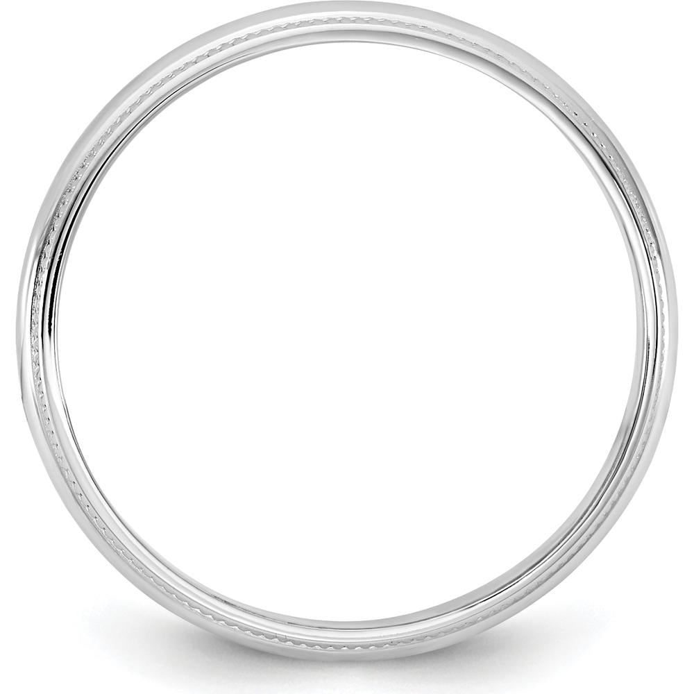 14K White Gold 3.5mm Milgrain Half Round Wedding Band - Polished Finish by Luciano & Cie