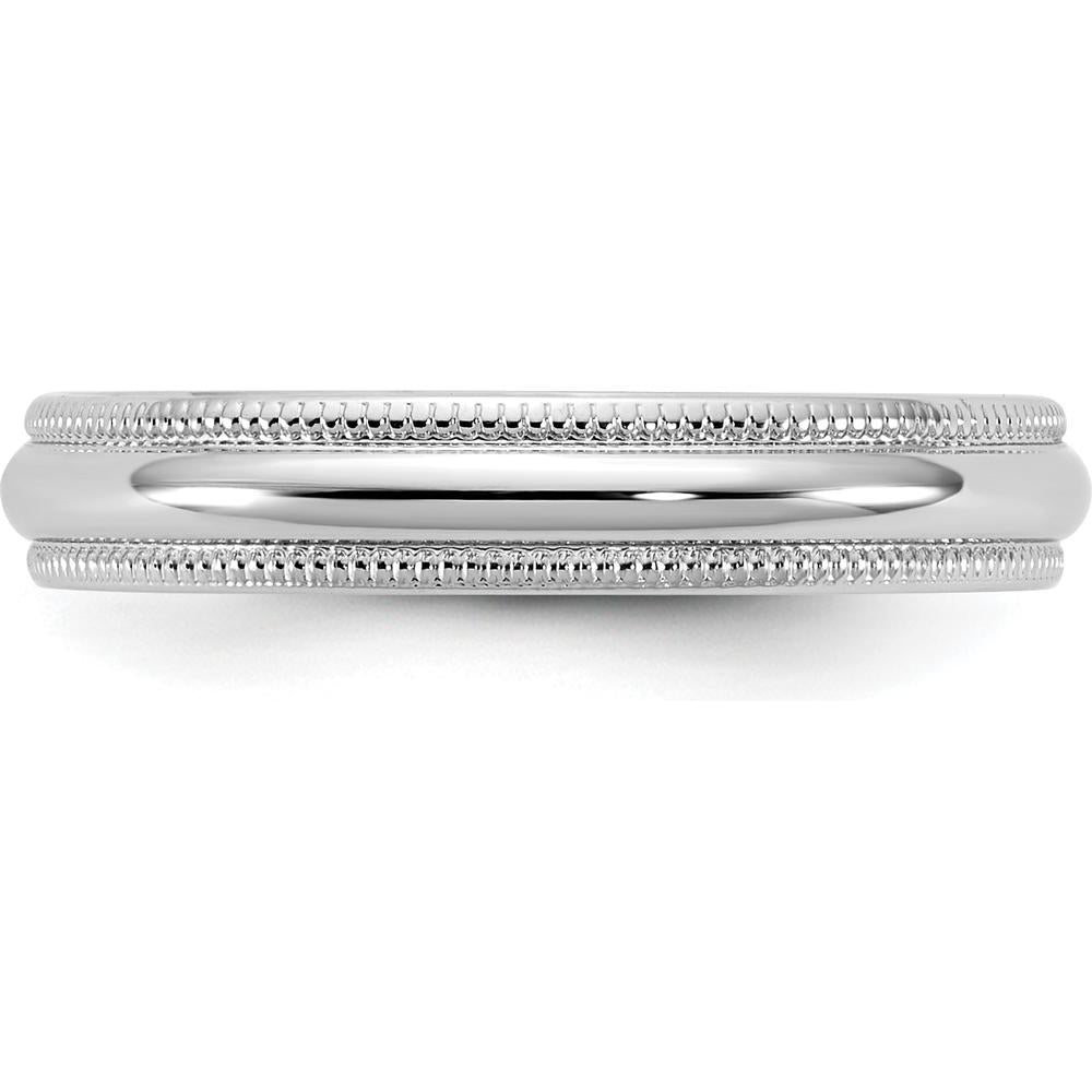 14K White Gold 3.5mm Milgrain Half Round Wedding Band - Polished Finish by Luciano & Cie