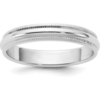 14K White Gold 3.5mm Milgrain Half-Round Wedding Band by Luciano & Cie