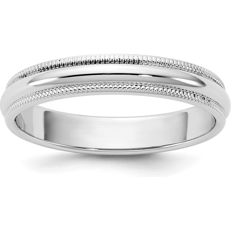 14K White Gold 3.5mm Milgrain Half-Round Wedding Band by Luciano & Cie