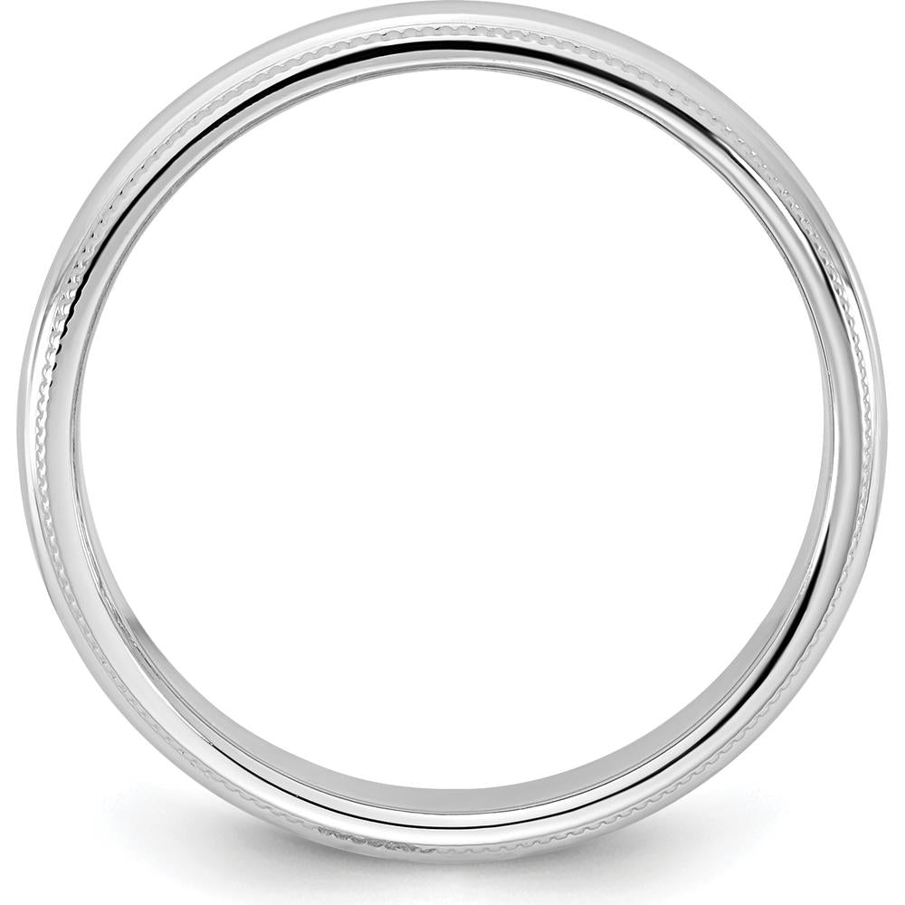 14K White Gold 3.5mm Milgrain Half-Round Wedding Band by Luciano & Cie