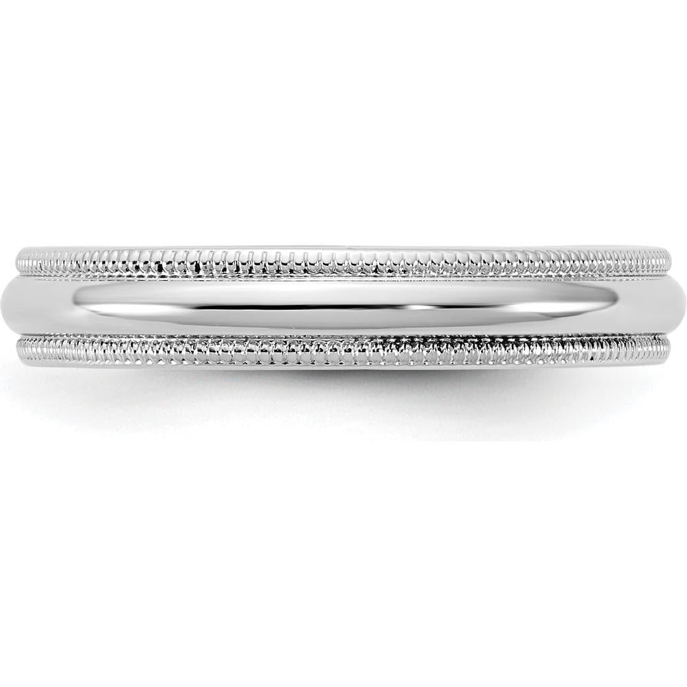 14K White Gold 3.5mm Milgrain Half-Round Wedding Band by Luciano & Cie