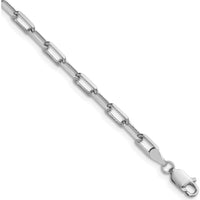 14K White Gold 3.5mm Solid Beveled Paperclip Chain Necklace - 18 Inches by Oro Pregiato