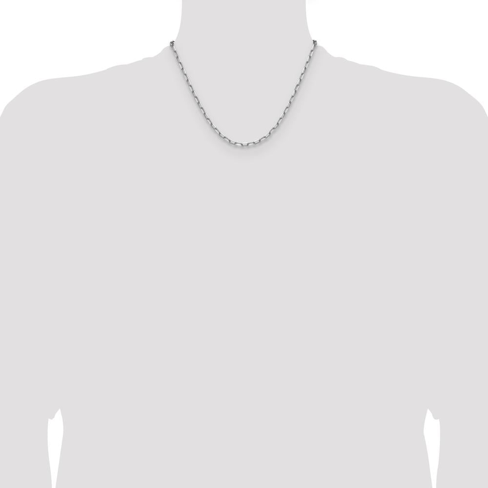 14K White Gold 3.5mm Solid Beveled Paperclip Chain Necklace - 18 Inches by Oro Pregiato