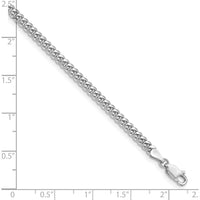 14K White Gold 3.5mm Solid Miami Cuban Chain Bracelet - 8 Inch Length by Oro Pregiato