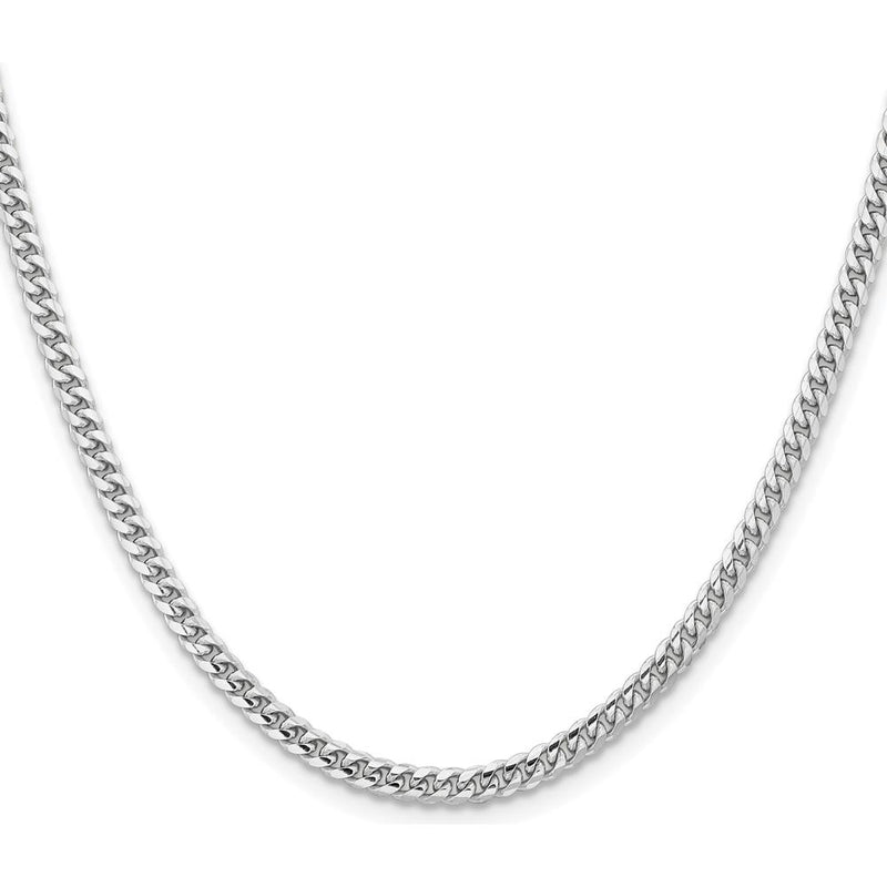 14K White Gold 3.5mm Solid Miami Cuban Chain Necklace - 22 Inches by Oro Pregiato