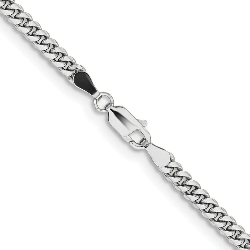 14K White Gold 3.5mm Solid Miami Cuban Chain Necklace - 22 Inches by Oro Pregiato