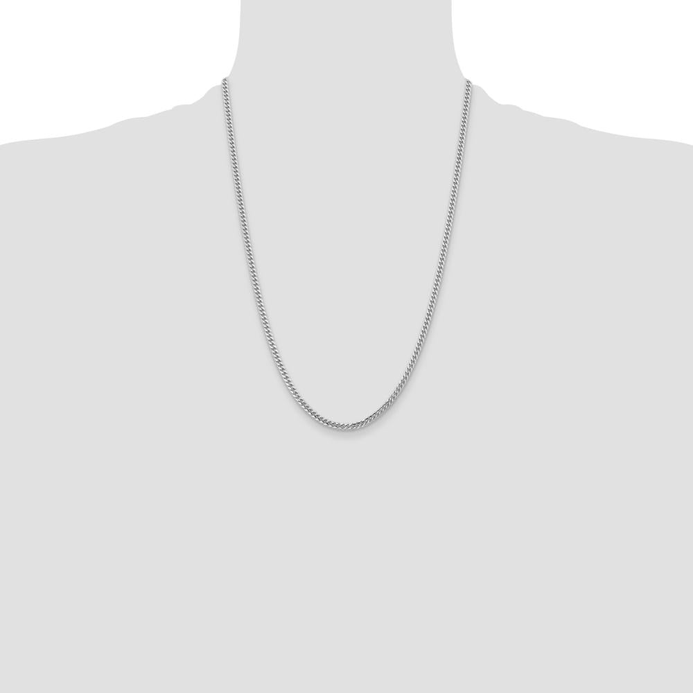 14K White Gold 3.5mm Solid Miami Cuban Chain Necklace - 24 inches by Oro Pregiato