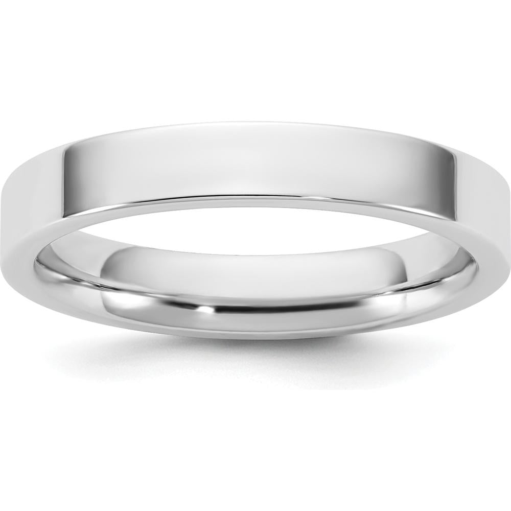 14K White Gold 3.5mm Standard Flat Comfort Fit Wedding Band - Unisex, Polished Finish by Luciano & Cie