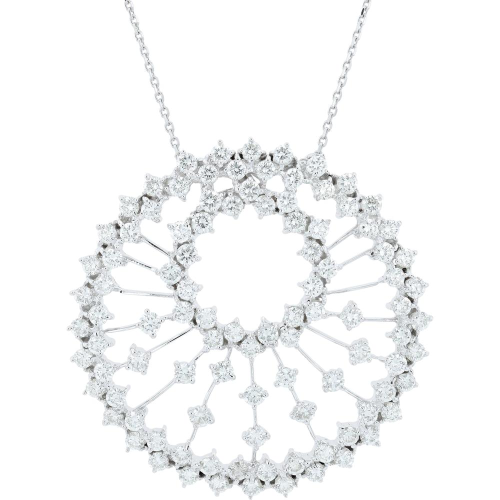 14K White Gold 3.65 Total Carats Weight Diamond Pendant Necklace with Radiant Diamond Detailing