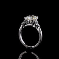 14K White Gold 3.69 Carats Total Weight Cushion Brilliant Cut Lab Diamond Ring with Marquise and Round Side Stones - F VS1 Center - Covaloro Fine Jewelry