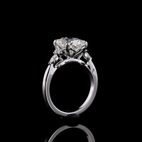 14K White Gold 3.69 Carats Total Weight Cushion Brilliant Cut Lab Diamond Ring with Marquise and Round Side Stones - F VS1 Center - Covaloro Fine Jewelry