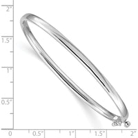 14K White Gold 3.6mm Polished Solid Hinged Oval Bangle Bracelet by Oro Pregiato