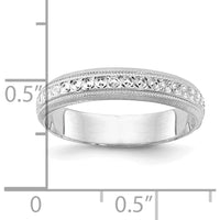 14K White Gold 3.75mm Design Etched Wedding Band with Polished Finish by Luciano & Cie